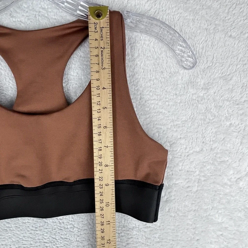 Olympia Active Neoprene Band Brown/ Black Racerback‎ Sports Bra Size S